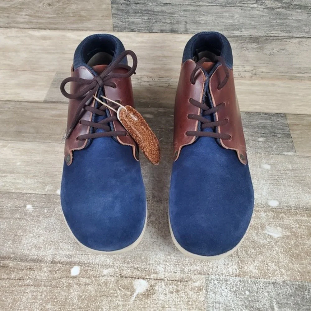 Birkenstock Estevan Women Shoe Sz 10.5 Casual Blue Brown Leather Lace Up Sneaker
